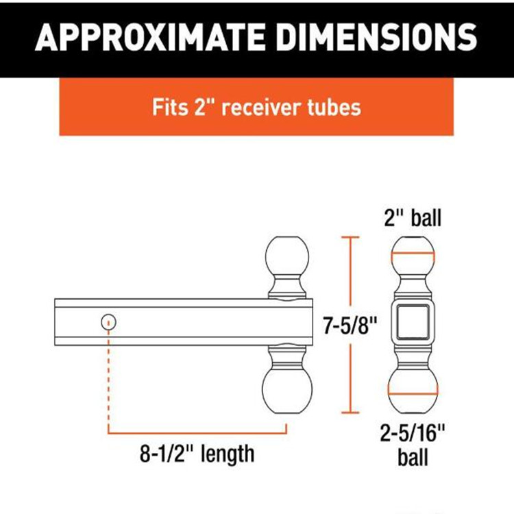 Black 2"x 2" Shank Trailer Double ball Mounts