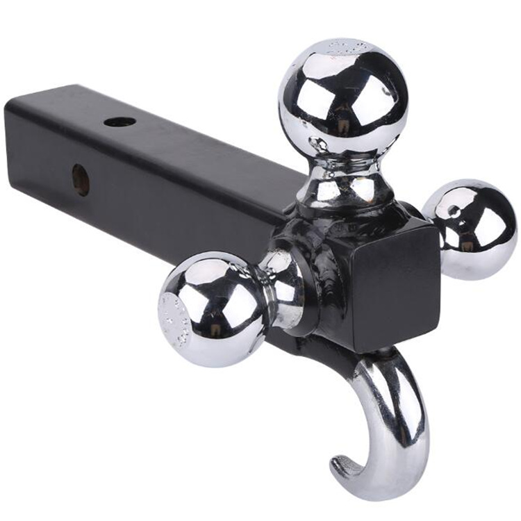 Adjustable Trailer Hitch Tri Ball Mount with Hook