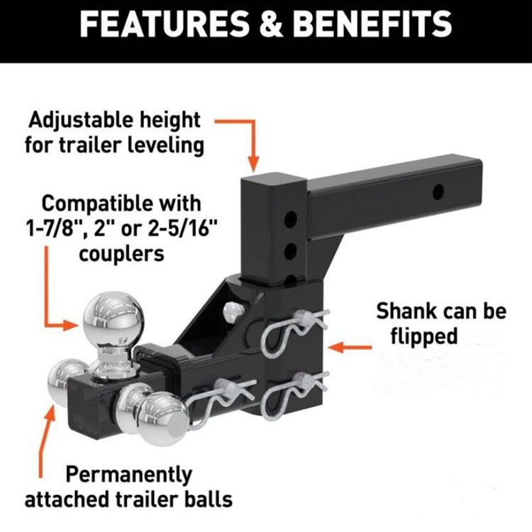 Black Powder Coating Drop Ball Mount with 2"* 2" Shank